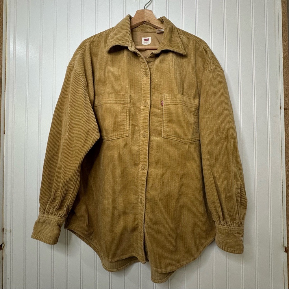 Levi's Corduroy Remi Utility Button Down Oversized Shirt‎ Iced Coffee Size L - Picture 3 of 9